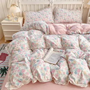 3-Piece Bedroom Bedding Set with Elegant Floral Prints, Includes Fitted Sheet & Pillowcases, Twin Size 86x70 Inches, All-Season Comfortable Sleepwear, Breathable Duvet Set, Floral Bedding Sets