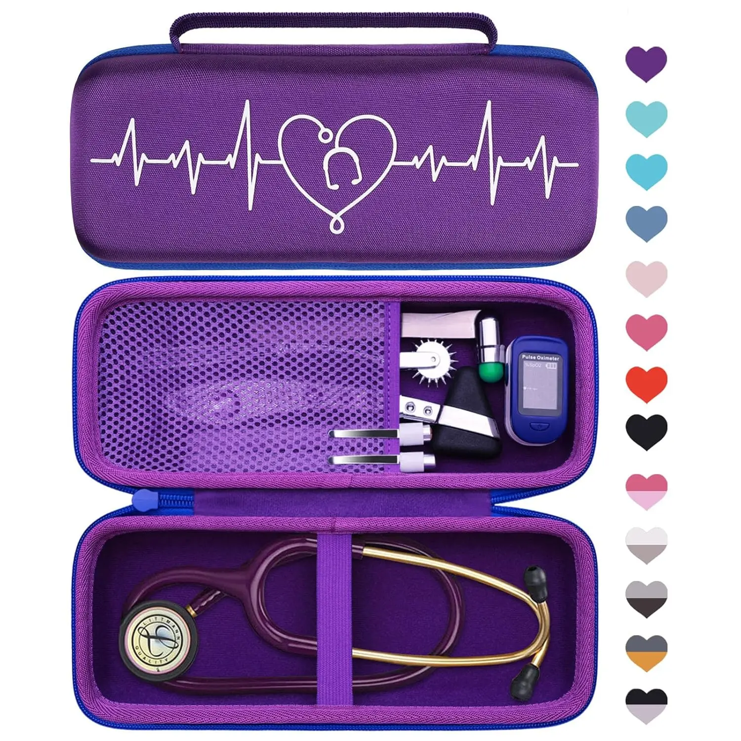 Shockproof Hard Shell Stethoscope Case, Littmann-Fitting Portable Travel Organiser with Mesh Pocket for Nurse Accessories, Ideal Gift, Durable Travel Accessory, Travel Organizers