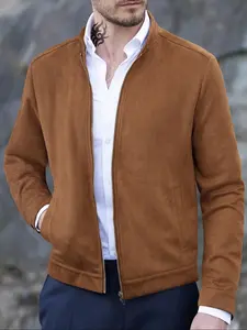 Men's Lightweight Casual Full-Zip Fleece Jacket, Casual Fitted Jackets, Coats, Warm Outdoor Wear, Versatile Layering Piece, Ideal for Cold Weather Activities