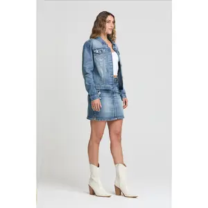 Floral Blue Embroidered Denim Jacket