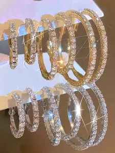 Elegant Rhinestone Dangle Earrings for Women, Sparkling Jewelry Accessory for Special Occasions, Perfect Gift Idea for Her, Cubic Zirconia Fashionable Hoop Earrings, Jewelry Gifts, Fashionable Jewelry Accessories