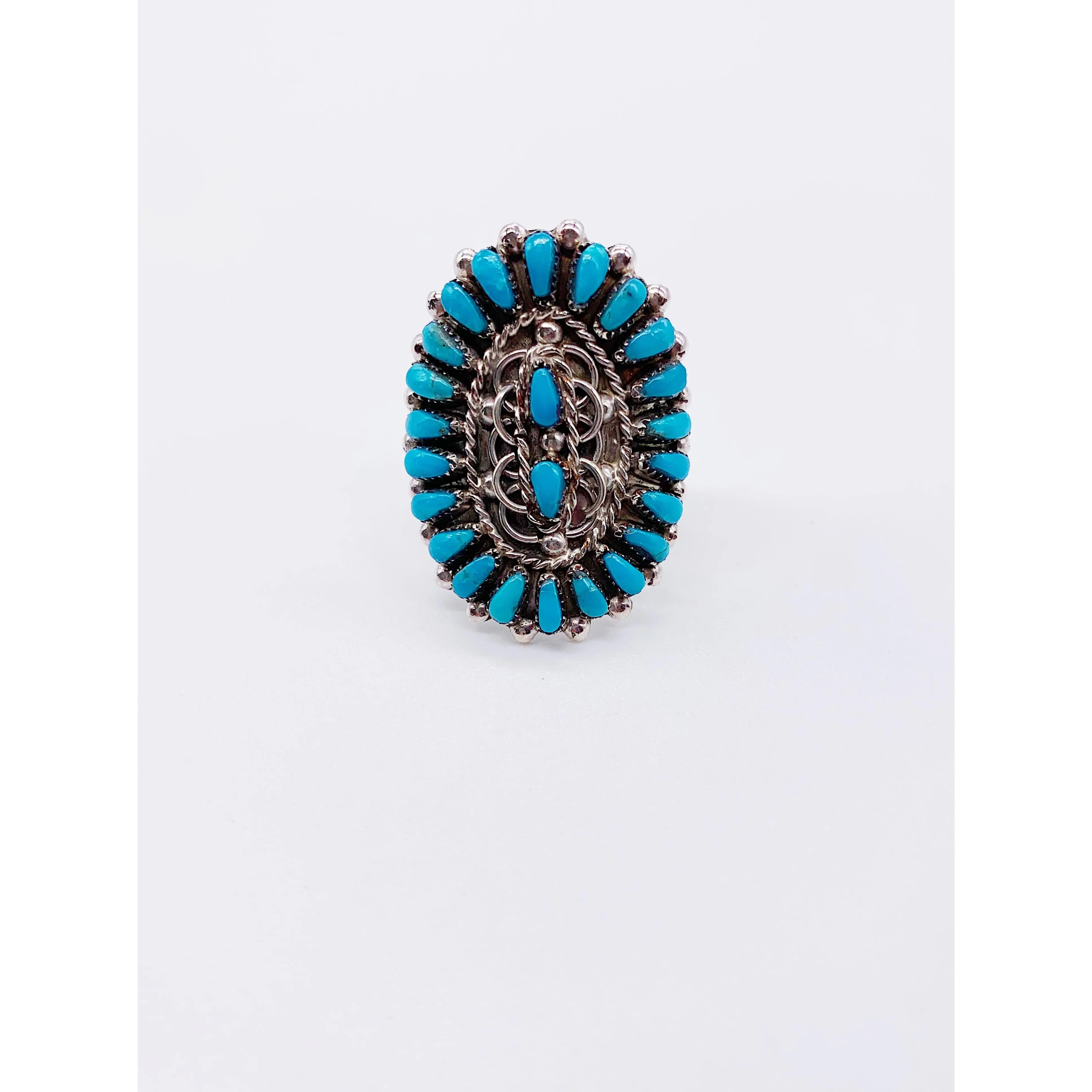 ZUNI TURQUOISE CLUSTER RING • Sz 6.25