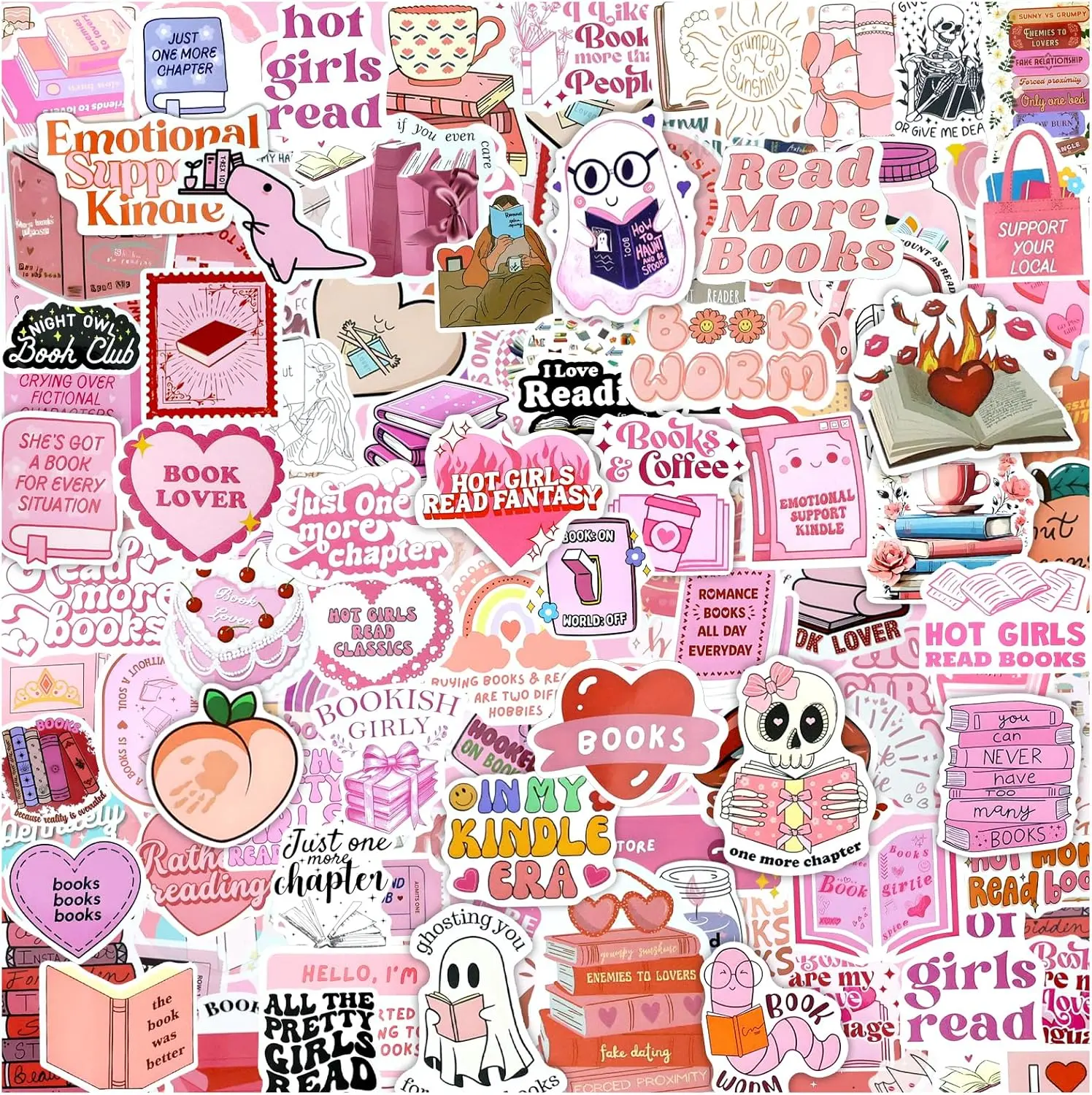 100PCS Girly Stickers for Kindle, Laptops, Books, Reader, Coloring Books, Journals, iPad, Ebook, Waterbottles
