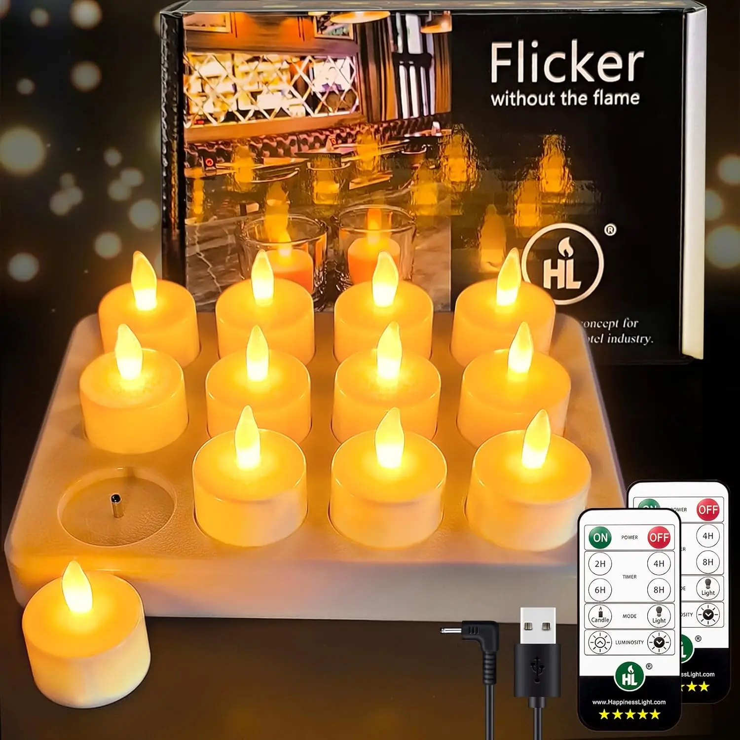 Rechargeable Tea Lights with Remote & Charging Base,12pcs 50+Hours Rechargeable Battery Operated Tea Lights Timer, LED Votive TeaLights Flameless Candles Yellow Light for Wedding Home Party Decor