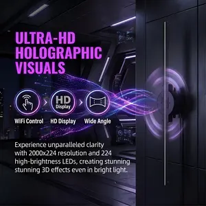16.5" 3D Hologram Fan Display| WiFi HD LED Advertising Projector 2000*224 with 224 LEDs, Holographic Display Fan for Store, Retail, Shop Signage & Business Promotion