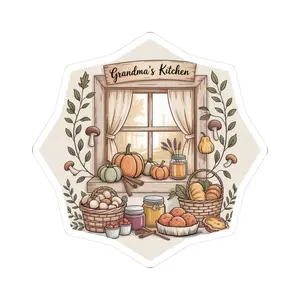 Cozy Fall Grandma's Kitchen Sticker, Farmhouse Cottagecore Decal, Autumn Harvest, Pumpkin Bread, Homestead Aesthetic, Rustic Country Kitchen