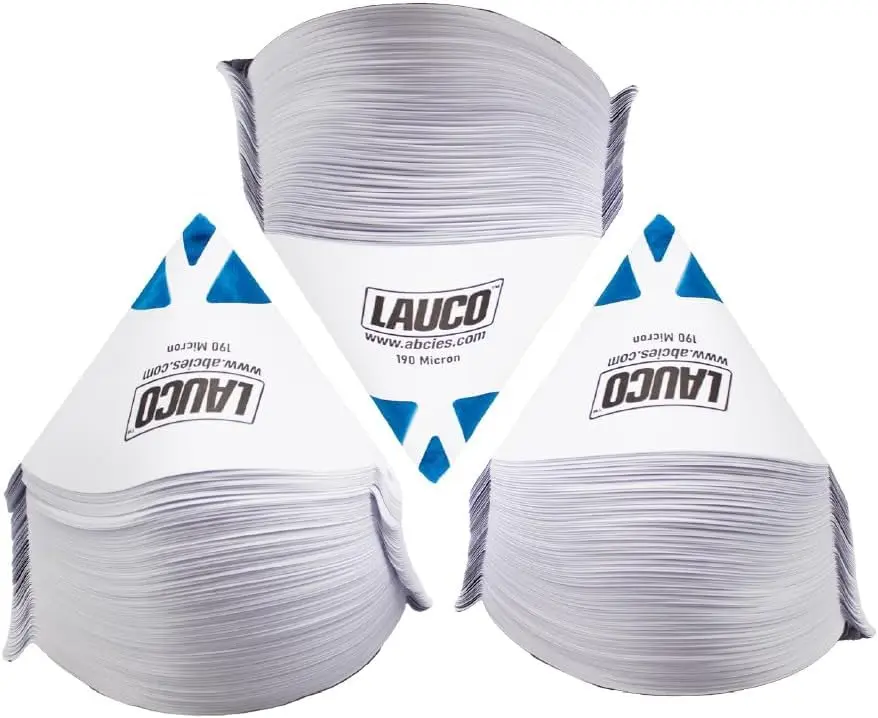 LAUCO 250-Piece Bulk Premium Nylon Mesh Cone Paint Strainers, 190-Micron Fine Filter Tips, Pure Blue Ultra-Flow for Automotive Spray Paint Particle Removal, Premium Paint Strainers