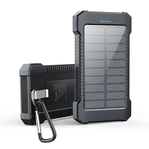 Solar Power Bank 8000mAh Portable Outdoor Charger with Dual USB-A Outputs Micro Input Port Camping Flashlight External Battery Pack for Smartphones Tablets Music Festival Friendly Reusable Energy High Capacity power bank