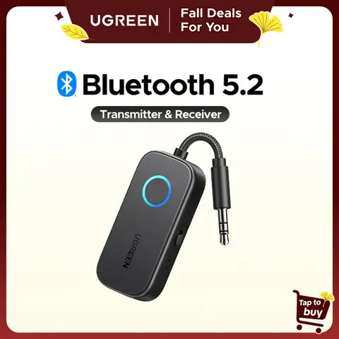 UGREEN 2-in-1 Model Bluetooth 5.2 Wireless Audio Transmitter-Receiver Adapter with Button, 3.5mm Headphone Accessories, Bluetooth Car Adapter, Compatible with Airpods/TV/MP3, Ideal for Flight Use, 24-Month Warranty,techvibes