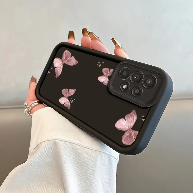 A Premium Pink Butterfly Patterned Phone Case Compatible with for samsung for galaxy Models A54, A14, A12, A13, A15, A32, A33, A24, A52S, S20, S21, S22, S23, S24, S23 Plus, And S24 Ultra, Redmi Note G Case, Redmi C Case Or Suitable for iPhone 17 Air