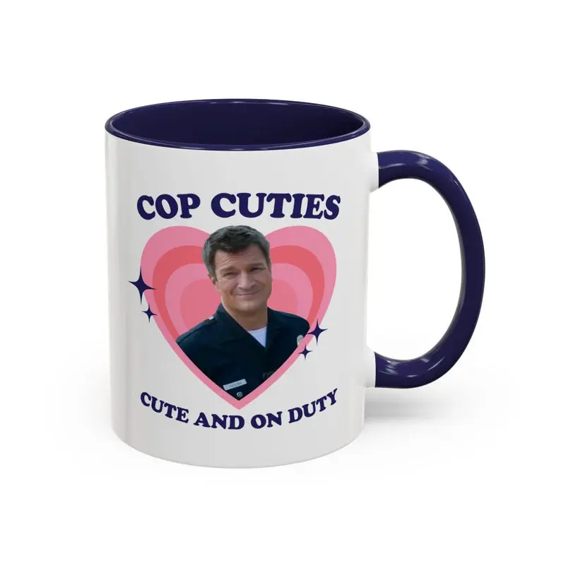 Cop cuties, cute n' on duty fan girl Mug, John Nolan Cop Cuties Accent mug, Cop Cuties Mug