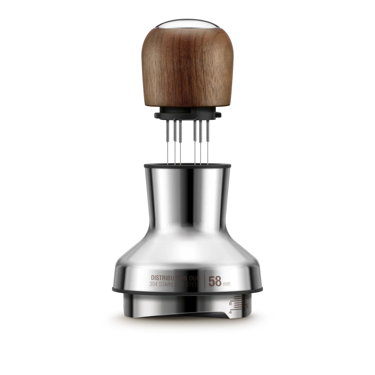 Breville the  Distribution Duo - Stainless Steel & American Walnut 2-in-1 Tool with 8 Removable Pins for Consistent Tamping