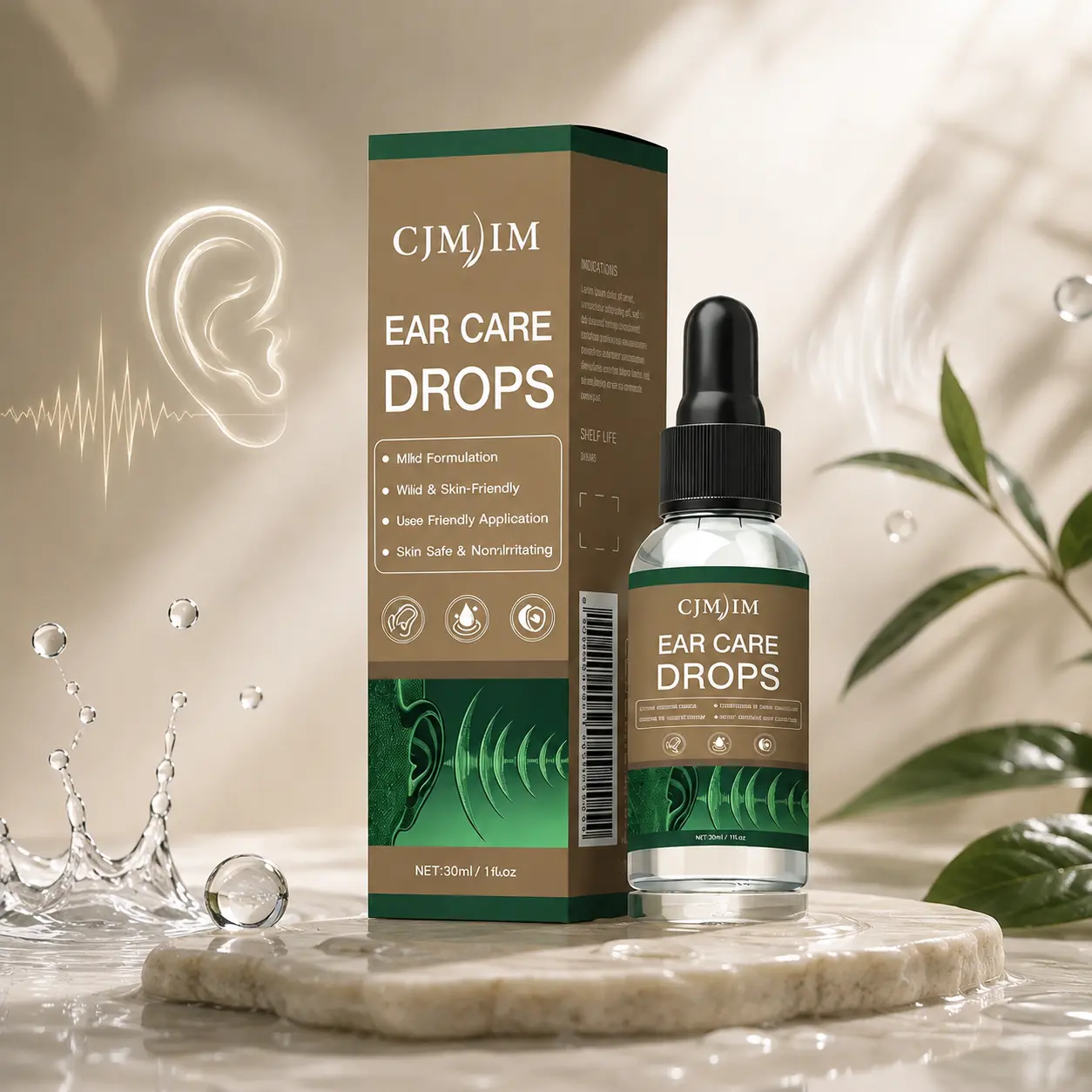 CJMJIM Ear Cleansing Drops – Non-Irritating Formula, Skin-Friendly Ear Care for External Use 30ml