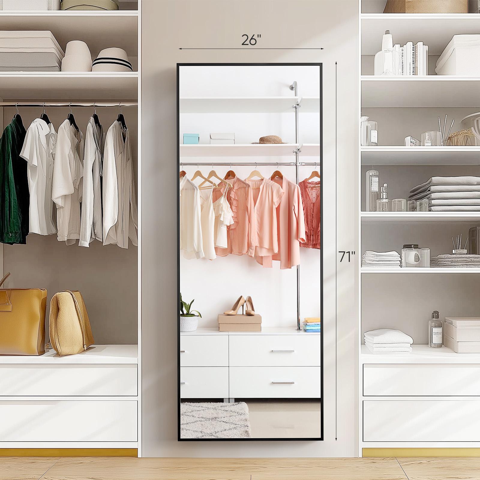 71"x26" Full Length Mirror Extra LargeMirror Full Length 71"x26" Full Body Floor Mirror with Stand, Wall Full Length Mirror,Standing Mirror Full Body,Large Floor for Wall Door Bedroom Bathroom Living Room with Aluminium Frame