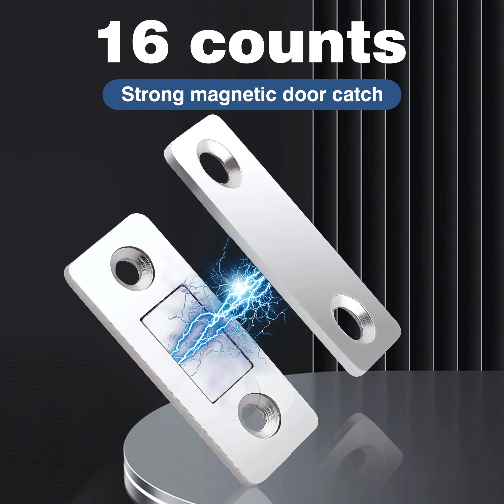 16 Counts Cabinet Magnetic Catch without Punching, Quick Install - No Drilling Required