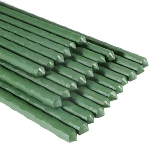 Garden Stakes 48 Inches Plastic Coated Steel Plant Stakes for Growing Climbing Plants, Pack of 25