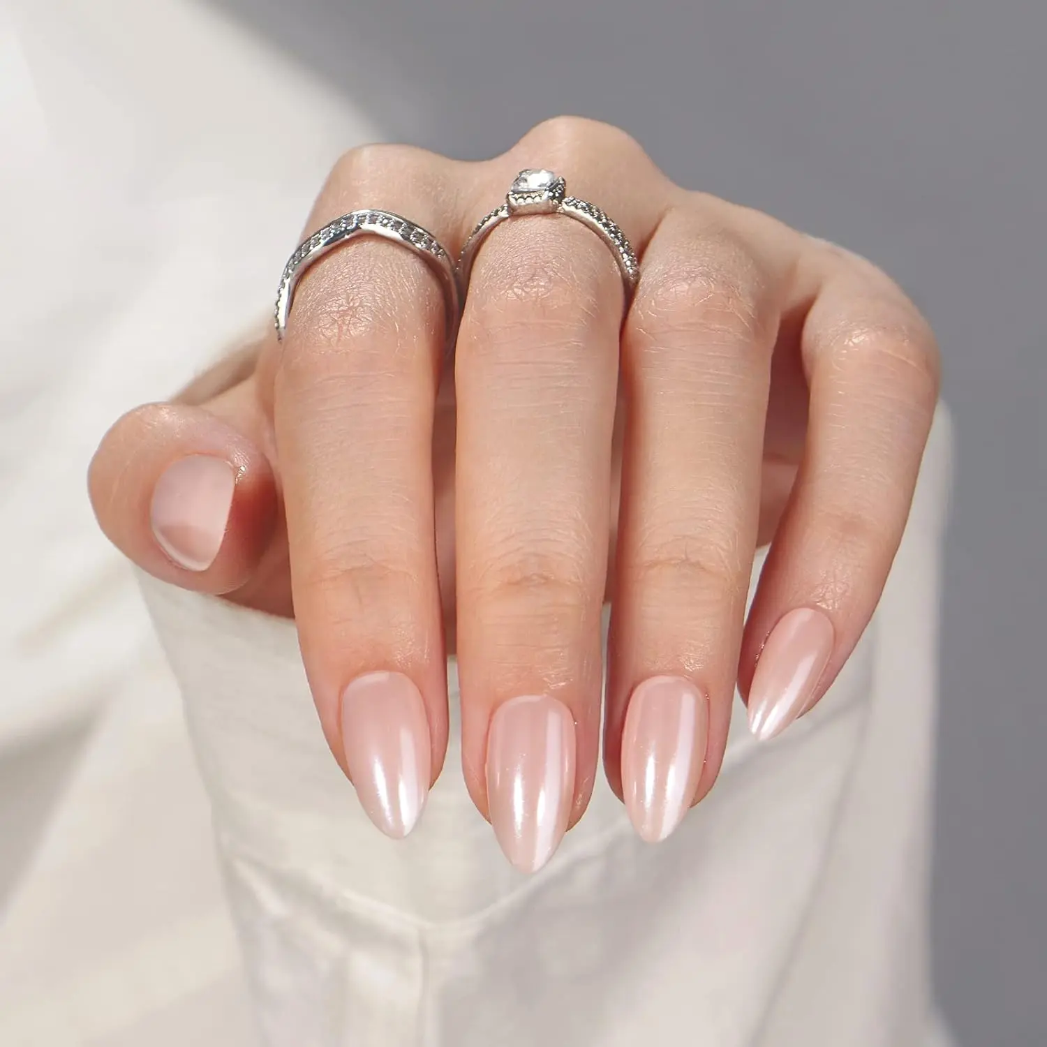 Press On Nails Almond - Short Nude Natural Nails Press Ons, Glue On Nails for Wedding Birthday Gift, Supremely Fit & Glossy Stick On Nails in 15 Sizes - 30 Nail Kit, Nudies
