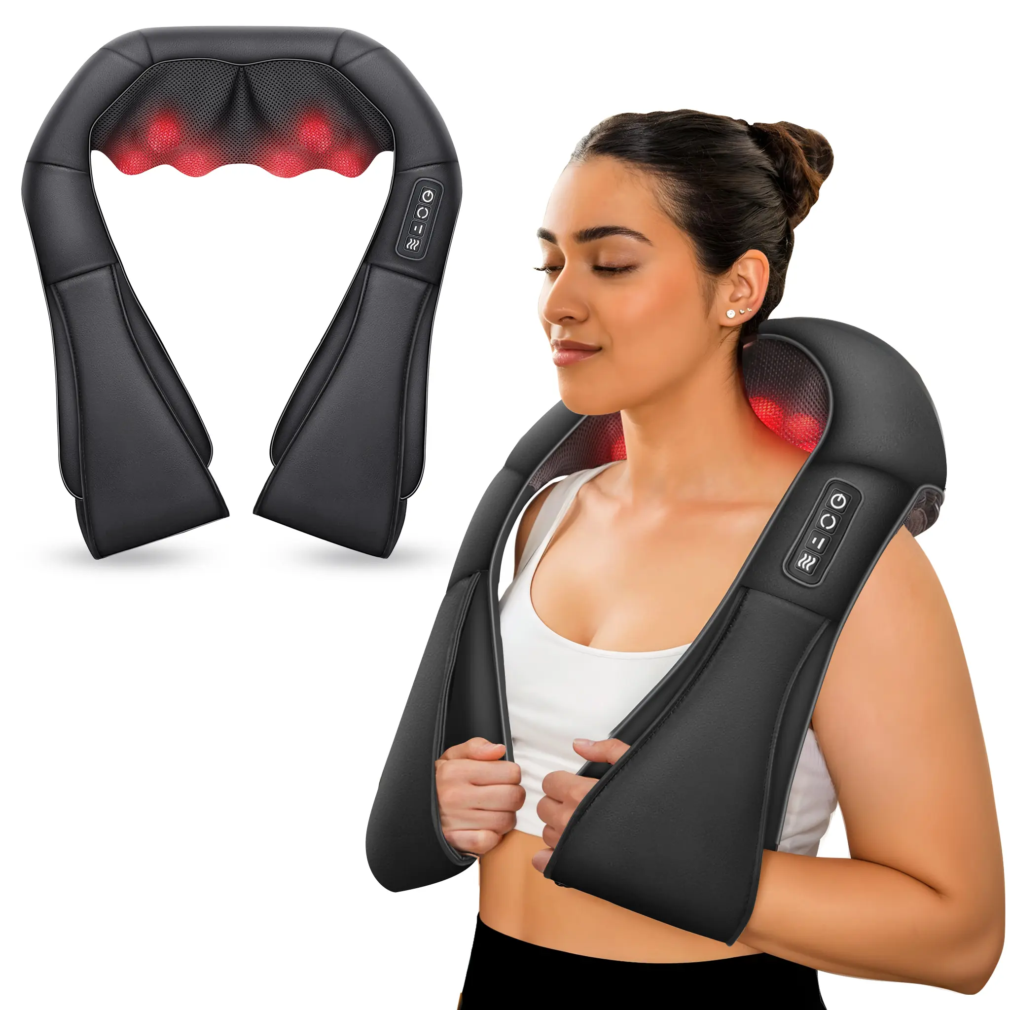 COMFIER Shiatsu Neck and Shoulder Massager,Deep Kneading Massage Pillow with Heat, Back Massager, Pillow Massager as Best Gift for Men,Women,Mom,Dad,Black
