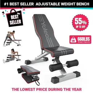 Yoleo Adjustable Weight Bench,660 LB Full Body Strength Training for Home Gym,Incline Decline Flat Foldable Workout Bench Exercise Machine for ab arm leg