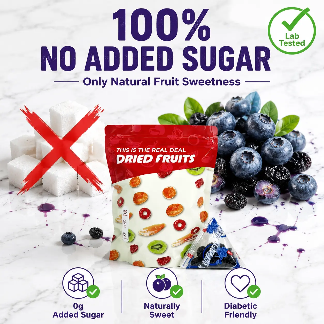 G-Premium Sugar-Free Dried Blueberries - All-Natural Healthy Snack
