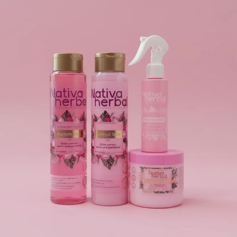 Nativa Herbal Bundle Hair Care and repair, Growth hair Onion Shampoo, Conditioner , Mask and Thermoprotector