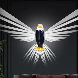 LED Eagle Wall Light - Modern Ambient Lighting, Unique Design, Wireless Rechargeable Smart Battery, USB Type-C Powered, Fast Charging, 3-Hour Runtime, Remote Control, for Bedrooms, Living Rooms Indoor Home Decor, Modern Lighting