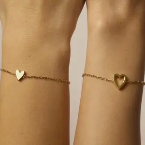 2pcs ladies love hollow pendant set adjustable love friendship two-piece bracelet gift suitable for party anniversary Elegant Minimalist Bangle