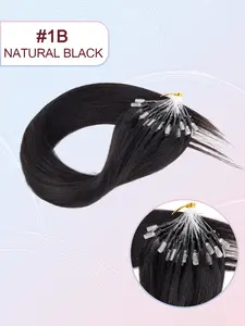 Micro Ring Hair Extensions Human Hair, Soft Silky Straight Remy Hair with Full Thick Ends, Invisible Micro Loop Design, Beginner Friendly And Easy to Apply, No Shedding And No Tangle, Premium Human Hair for Natural Length & Volume