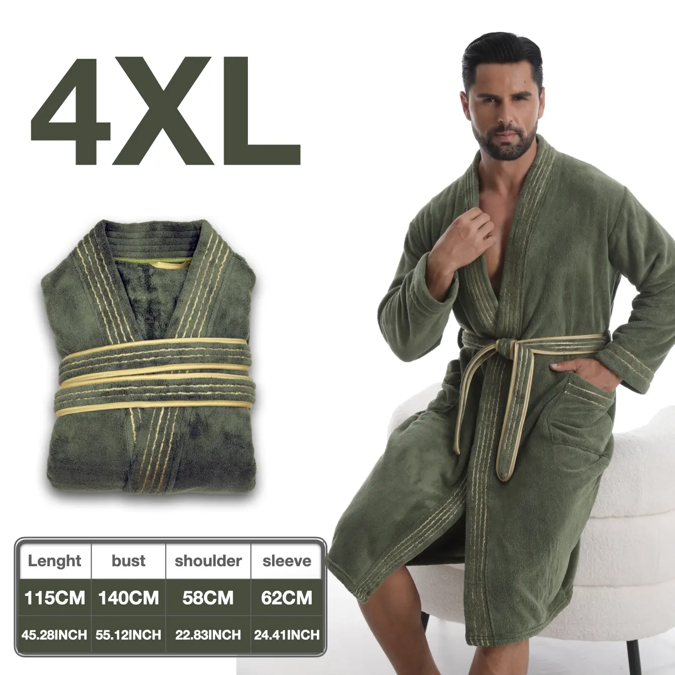 Luxury Gold Thread Bathrobe, Home Bathrobes, Bathing Loungewear, Thick Warm Knee-Length, Long Sleeve, Quick-Dry Absorbent, Spa & Hotel Use, Unisex, Christmas Halloween Gift