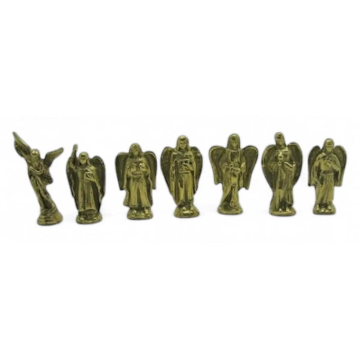 7-Piece Bronze Archangel Figurines Set, 2" Detailed Craft Decorative Religious Home Decor Ornaments