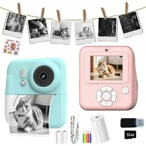 Instant Camera, Portable Camera, Multifunctional 1080P HD Dual Cameras Kids Instant Print Camera, Includes 32GB Storage Card & Thermal Paper Roll
