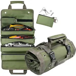 Tool Bag Organizer Roll Up: Gifts for Men Fathers Day Dad Gifts for Him Boyfriend Husband Birthday Portable Motorcycle Tool Box Woodworking Gift for Mechanic Craftsman Electrician Rollup Toolbag