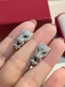 1 Pair Fashion Cubic Zirconia Leopard Hoop Earrings For Party Jewelry Gift