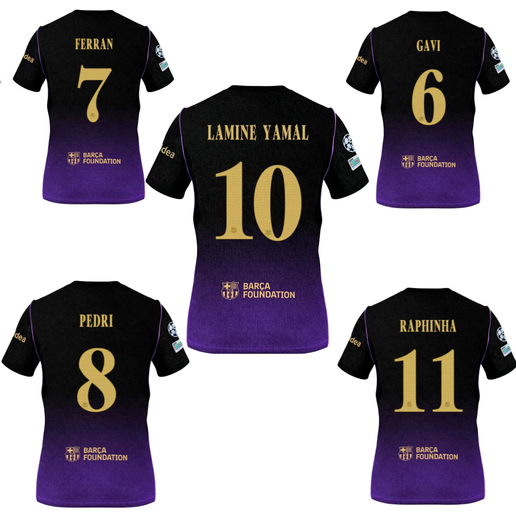 Unisex FC Barcelona Black Purple Away Jersey, Men's Soccer Shirt, Performance Football Fan Gear, Breathable Quick Dry Football Shirt, Match Day Apparel