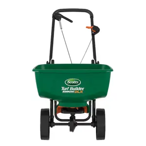 Scotts Turf Builder EdgeGuard DLX Broadcast Spreader 46-lb Capacity Compatible with Ice Melt, Salt, Fertilizer, Seed