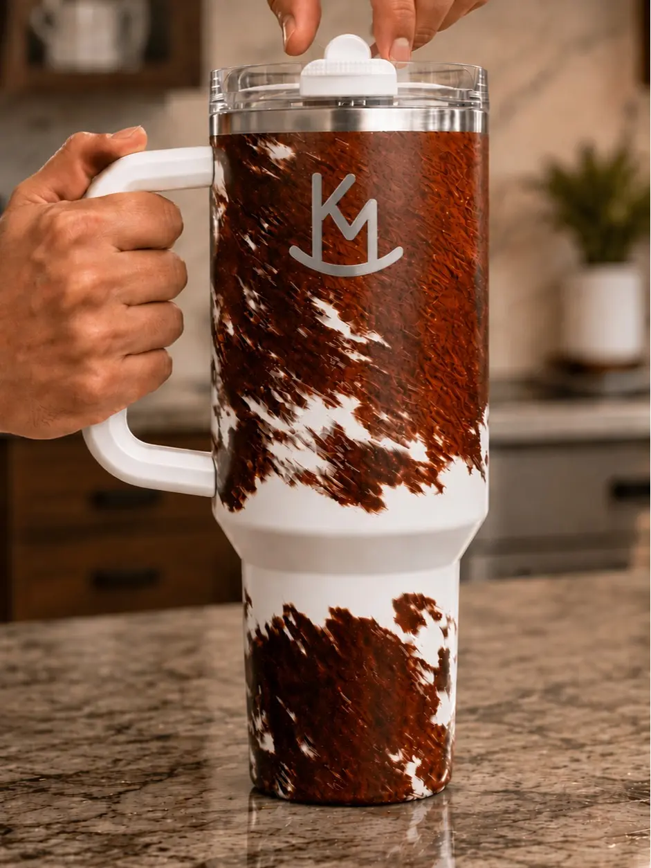 Western Music Cow Print Tumbler 40oz Tumbler Western Music Cow Print Tumbler 40oz Tumbler