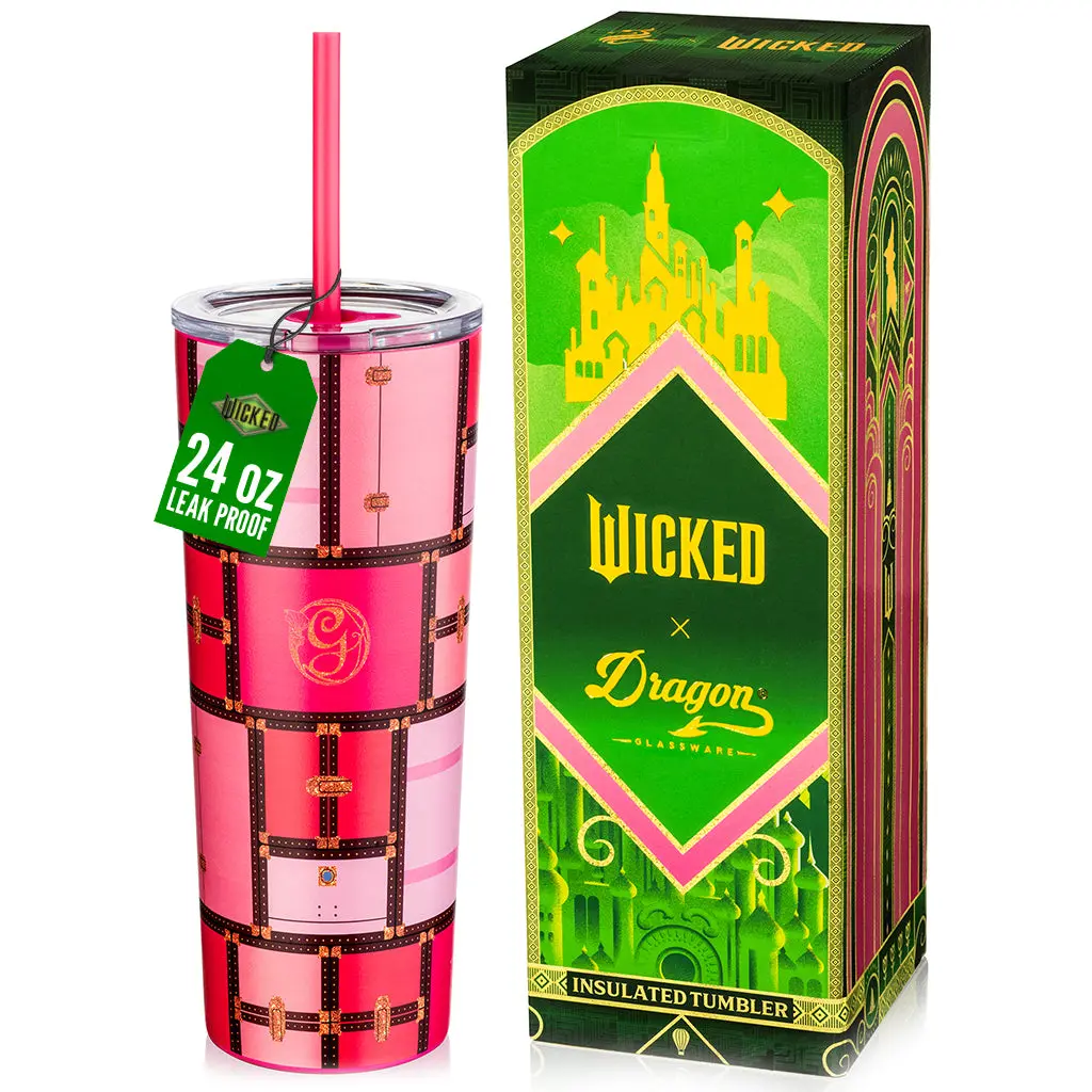 WICKED Glinda 24 oz Stainless Steel Insulated Tumbler with Lid & Straw - Portable Drinkware