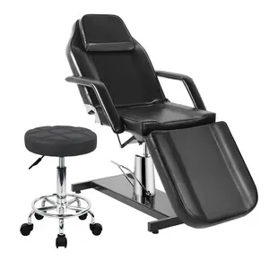 Hydraulic Tattoo Chair Table for Client, Lash Chair for Eyelash Extensions with Rolling Stool,Esthetician Bed Facial Chair,360 Swivel Adjustable Beauty Salon Spa Bed
