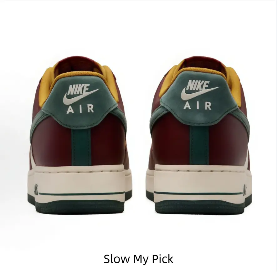 This vintage color-block casual sneakers blend burgundy, cream and dark green to create timeless preppy fits for campus days and weekend school gatherings.