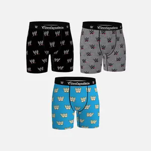 Contenders Men's WWE Logo Print 3-Pack Briefs, Menswear Underwear Made with Polyester-Spandex Fabric
