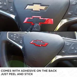 Gloss Red Steering Wheel Bowtie Overlay Chevy Silverado 2014-2024 Emblem Badge