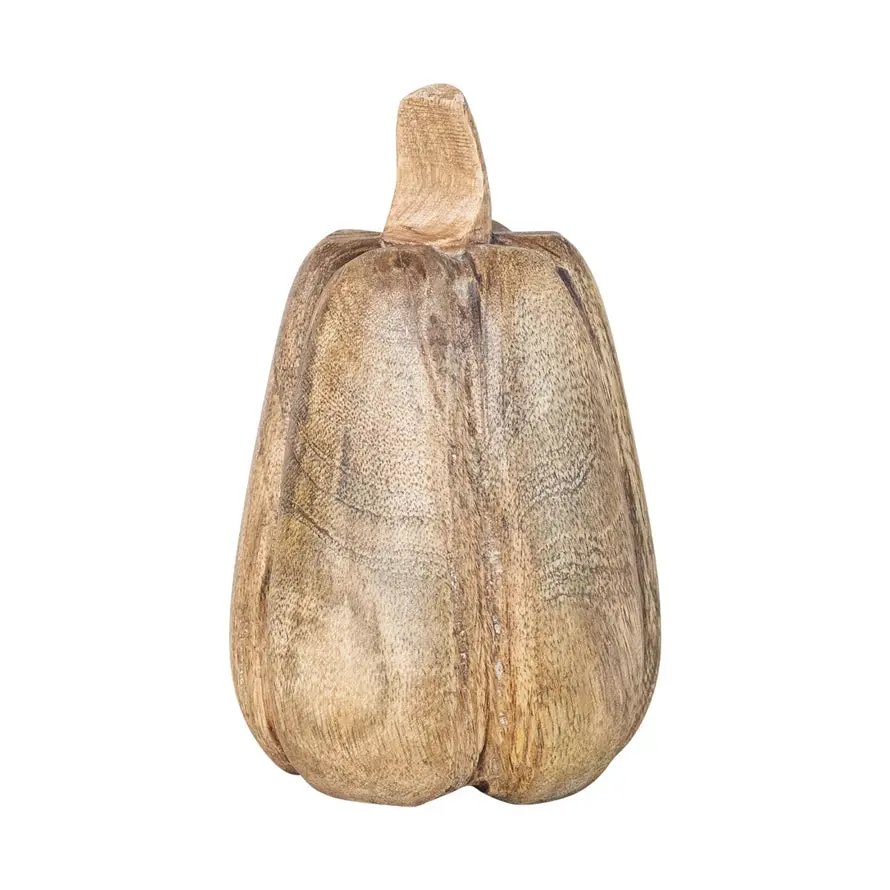 Carved Mango Wood Pumpkin