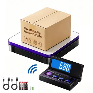 Digital Wireless Shipping Postal Scale, 110lbs/50kg 0.1oz/2g Accurate, Foldable LCD Package Scale with 5 Units, Tare/Hold, for Packages Mail & Small Business