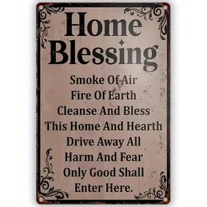 "Family Blessings" Vintage Metal Signs: Wicca, Witchcraft, Halloween, Gothic Wall Art (8 "x 12"/ 20 cm x 30 cm), Decor summerwins