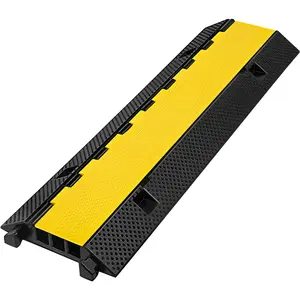 VEVOR 1 Pack of 3-Channel Rubber Cable Protector Ramps Heavy Duty 44000Lbs Load Capacity Cable Wire Cord Cover Ramp Speed Bump Driveway Hose Cable Ramp Protective CoverSummervibes