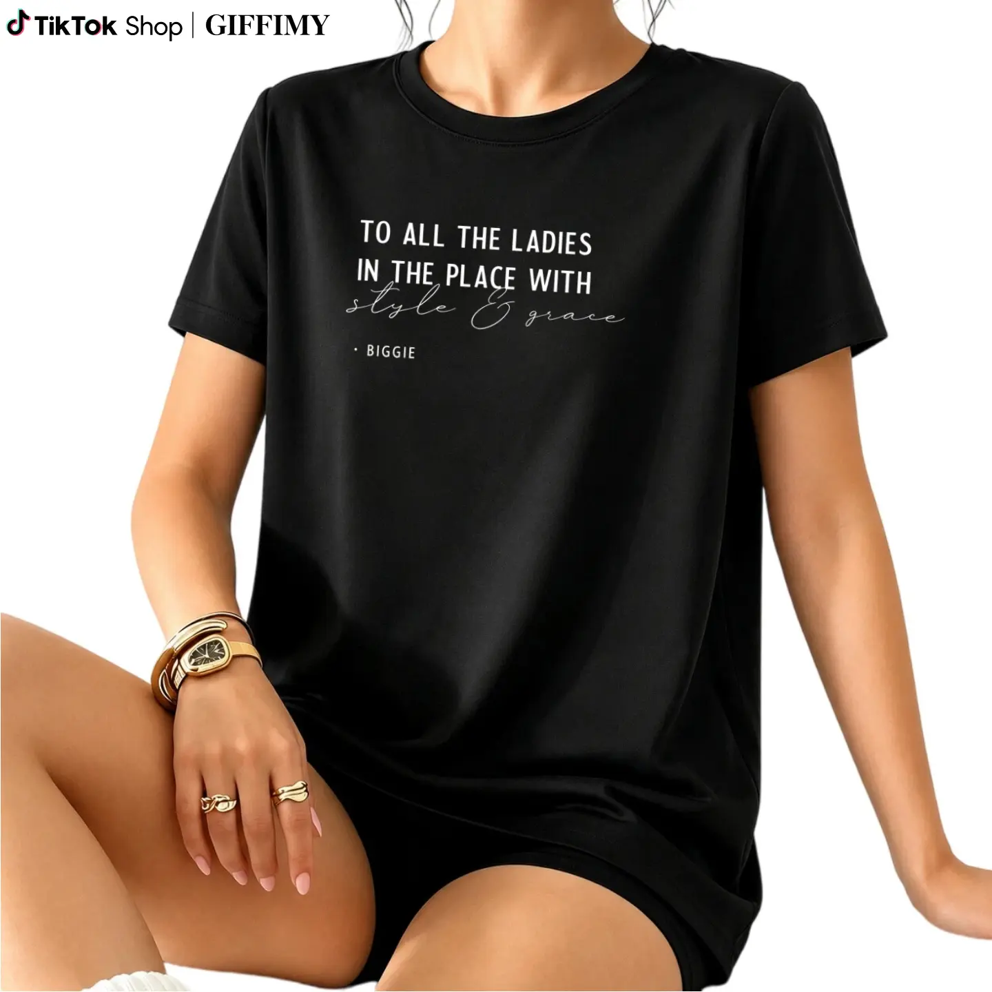 T - Shirt Featuring Biggie’S "TO ALL THE LADIES..." Lyric, A Retro Hip - Hop Statement T-Shirt For Women