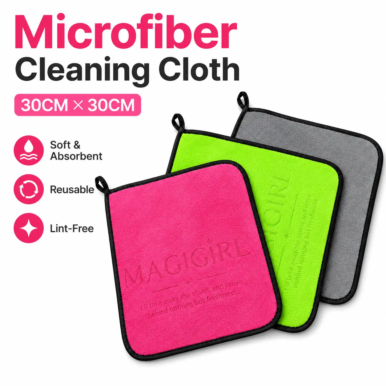 Microfiber Cleaning Cloths 10 Pack, Extra Thick Reusable Towels 12x12 Inch, Ultra Absorbent Lint Free Cleaning Rags for Car, Kitchen, Bathroom & Home