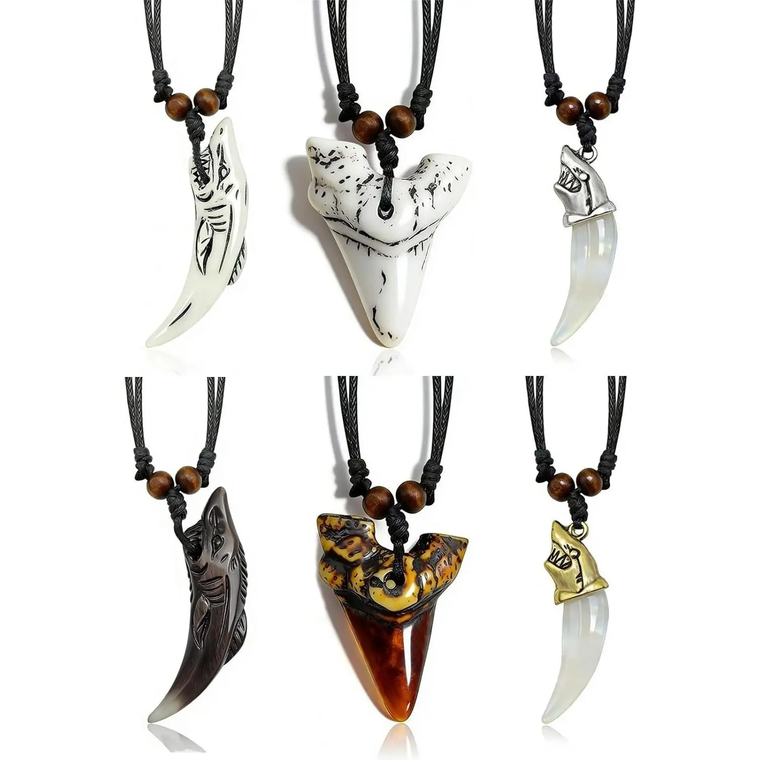 Shark Tooth Necklace Summer Shark Teeth Necklace for Men Beach Surfer Necklace Leather Shark Tooth Pendant Necklaces for Women
