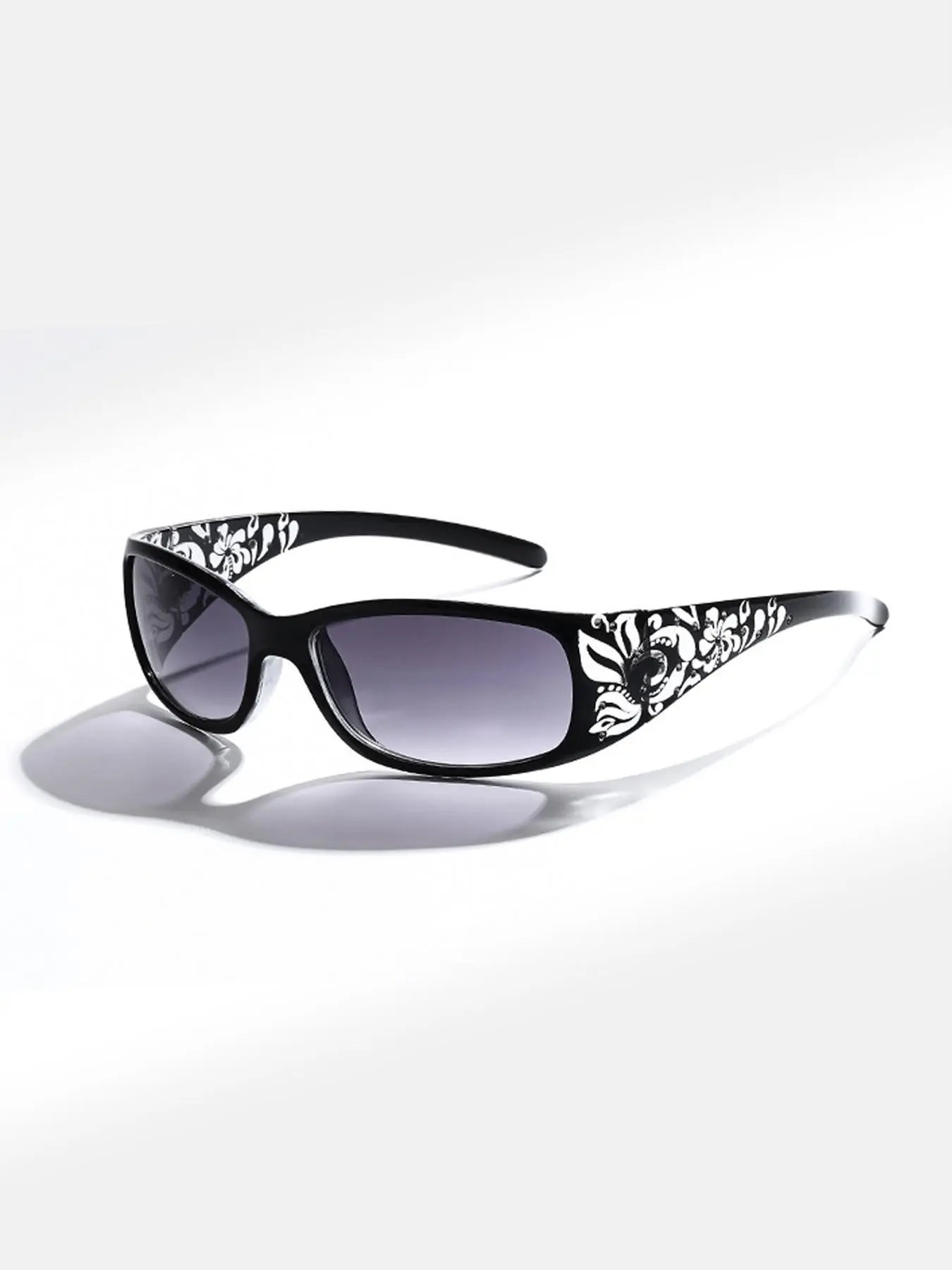 Laser Printed Leg Tinted Lens Fashionable Sunglasses with Rhinestones, Unique Trendy Style, Fashion Versatile Eyewear for All Seasons