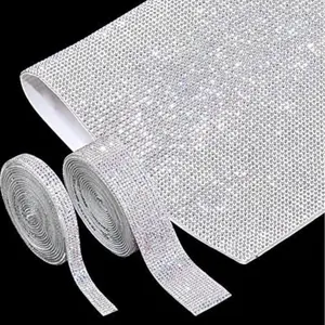 Bling Crystal Rhinestone Sticker Self Adhesive Rhinestones Sheet and 2 Rolls Rhinestone Diamond Ribbons 2 mm for Car Cellphone Wedding Birthday Crafts Home DIY Decorations (AB Color)